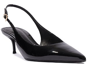 Scarpin Slingback Verniz Salto Bico Fino Schutz Preto