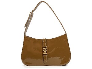 Bolsa Média Verniz Logomania Alça Fivela Ziper Hobo Schutz Verde Militar