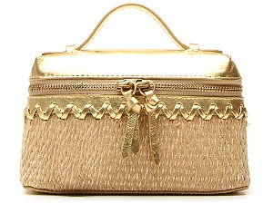 Bolsa Pequena Tiracolo Tresse Alça Metalcolor Ziper Vicenza Dourado