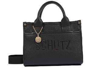 Bolsa Feminina Média Couro Alça Tecido Schutz Preto