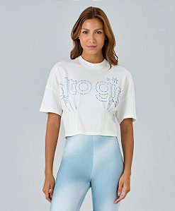 T-shirt Feminina Com Pregas Alto Giro