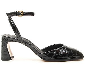 Scarpin Gales Slingback Croco Fivela Vicenza Preto