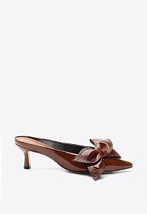 Mule Tiana Salto Taça Laço Verniz Vicenza Marrom