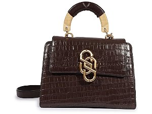 Bolsa Feminina Grande Croco Alça Madeira Schutz Coffee