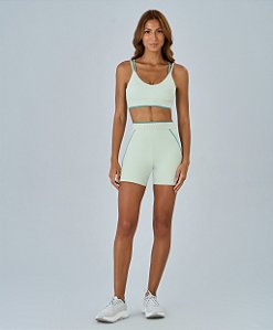 Bermuda Feminina Cós Elástico Bicolor Alto Giro