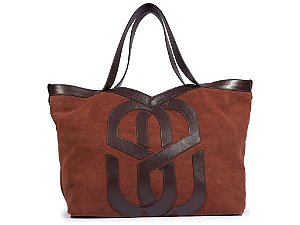 Bolsa  Feminina Grande Camurça Logomania Schutz Marrom