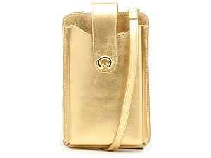 Porta Celular Alça Fina LogoMania Metalizado Vicenza Dourado