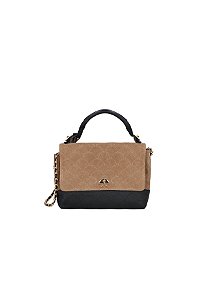 Bolsa Feminina Média Couro Camurça Logomania Alça Mão Luiza Barcelos Fendi