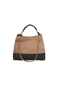 Bolsa Feminina Média Camurça Couro Logomania Luiza Barcelos Fendi
