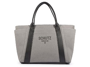 Bolsa Grande Lona Canelada Alça Schutz Cinza