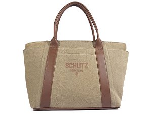 Bolsa Grande Lona Canelada Alça Schutz Verde
