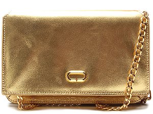 Porta Celular Corrente Couro Vicenza Dourado