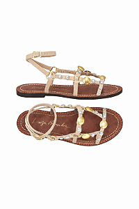 Rasteira Salermo Strass Luiza Barcelos Camel