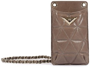 Porta Celular Couro Logo Mania Corrente Schutz  Coffe