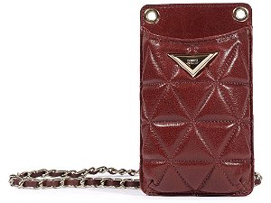 Porta Celular Couro Logo Mania Corrente Schutz  Marsala