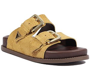 Papete Couro Fivela Dourada Tira Schutz Camel