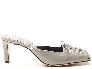 Mule Feminino Laço Couro Salto Fino Vicenza Cinza
