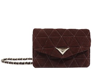 Bolsa Pequena Tiracolo Corrente Camurça Schutz Marsala