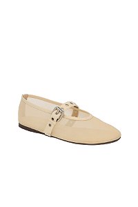 Sapatilha Em Tela Em Couro Luiza Barcelos Off White