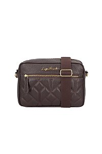 Bolsa Feminina Média Couro Metalassê Alça Tecido Luiza Barcelos Coffe