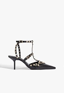 Scarpin Studs Miorle Couro Schutz Preto