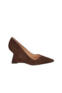 Scarpin Feminino Anabela Camurça Luiza Barcelos Coffee