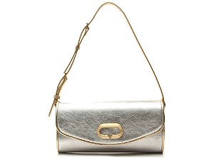 Bolsa Média Tiracolo Metal Bala Napa Vicenza Prata/Ouro Light