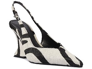 Scarpin Slingback Siena Couro Pelo Zebra Schutz Preto