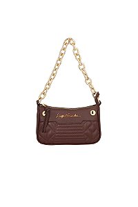Bolsa Feminina Pequena Tiracolo Alça Corrente Logo Luiza Barcelos Coffee