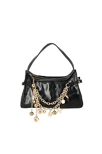 Bolsa Média Charms Alça Couro Luiza Barcelos Preto
