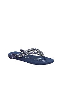 Chinelo Plataforma Lenço Multimaterial Luiza Barcelos Azul Marinho