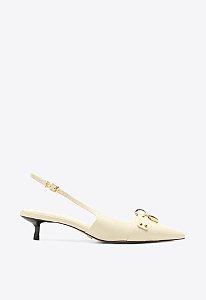 Scarpin Salto Baixo Slingback Pauline Bico Fino Vicenza Off White