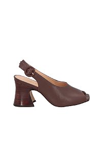 Sandália Feminina Slingback Peep Toe Luiza Barcelos Coffee