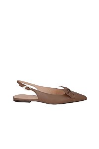 Sapatilha Feminina Slingback Bico Fino Laço Luiza Barcelos Camel