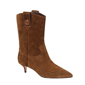 Bota Tessa Nobuck Salto Baixo Paula Torres Camel