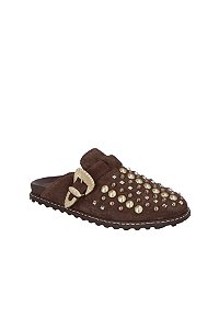 Mule Loafer Camurça Tira Fivela Aplicação Luiza Barcelos Coffee