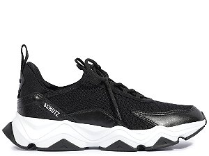 Tenis Cadarço Multimaterial Logo Schutz Preto