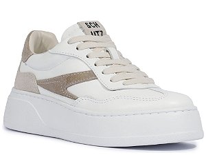Tenis Couro Cadarço Camurça Plataforma Schutz Branco