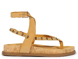 Papete Feminina Camurça Ilhós Alça Fivela Schutz Camel