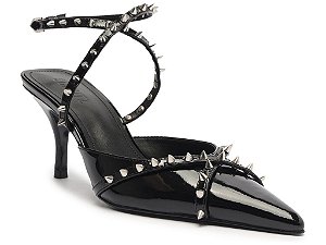 Scarpin Salto Médio Spikes Verniz Schuts Preto