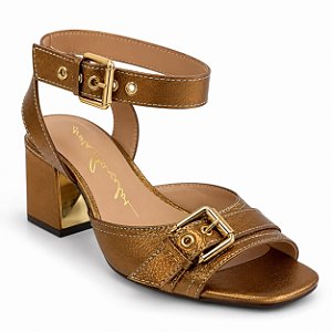 Mule Salto Alto Couro Luiza Barcelos Bronze