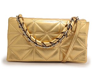 Bolsa Média Alça Corrente Couro Schutz Dourado