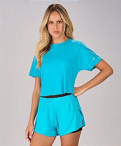 T-Shirt Cropped Com Tule Alto Giro