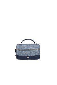 Bolsa Pequena Vanity Couro Jeans Luíza Barcelos Azul