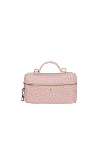 Bolsa Pequena Alça Chaveiro Avestruz Luiza Barcelos Rosa