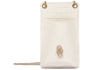 Porta Celular Couro Logotipo Dourado Schutz Off White