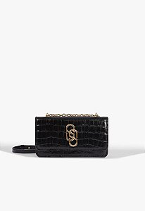 Bolsa Prequena Tiracolo Soul Wood Croco Schutz Preto