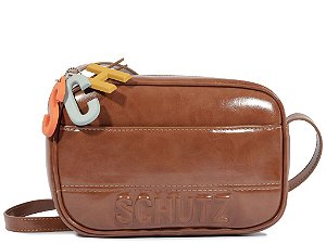 Bolsa Tiracolo SIntética Logotipo Schutz Marrom