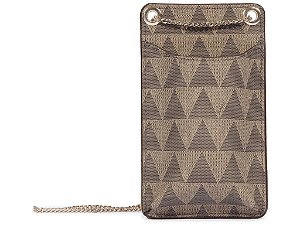 Porta Celular Corrente Couro Triângulo Schutz Marrom