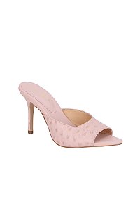 Mule Salto Alto Em Couro Avestruz  Rosa Luiza Barcelos